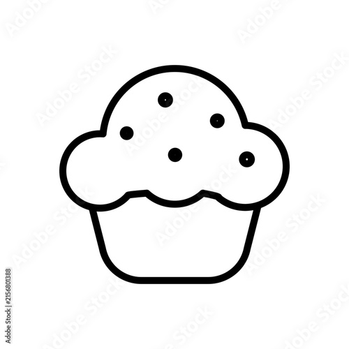 Cupcake Line Icon — Monochrome Outline for Bakery and Dessert Menu