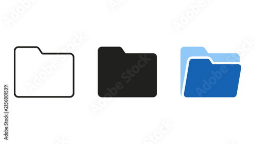 Bild auf Leinwand Folder icon set open and closed file folders outline, solid, and layered vector