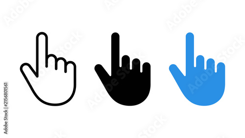 Cuadro en lienzo Hand pointer icon, cursor vector symbols collection, click signs, finger pointin