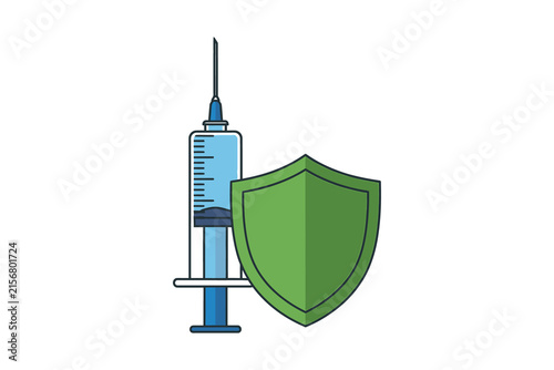 Vaccination and Protection Shield Vector Illustration