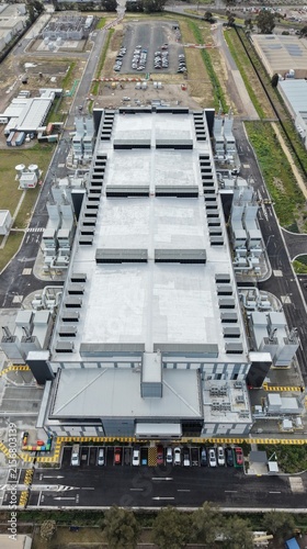 Data center facility building an aerial view