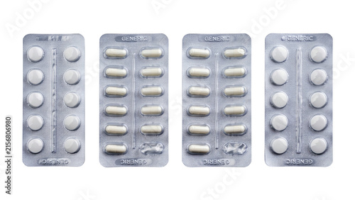 Konstfotografi Generic medicine tablets and capsules in blister packs