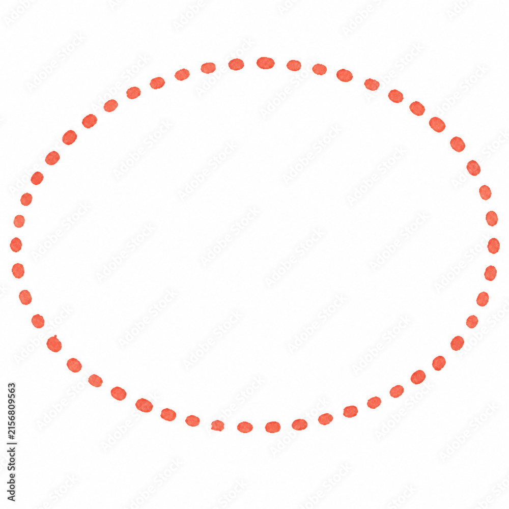 Naklejka premium Coral hand painted dotted oval annotation on white