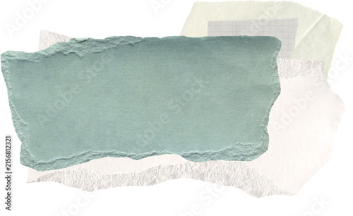 Textures blue and white cardboard pieces with ripped edges. Vintage scrapbook background of fragments carton and paper. Collage elements with space for text