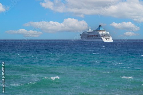 View on cruise liner from Limassol promenade, Cyprus