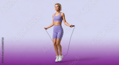 Fit Woman Jumping Rope in Modern Studio