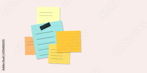 Foto Colorful sticky notes with lines and text stacked together