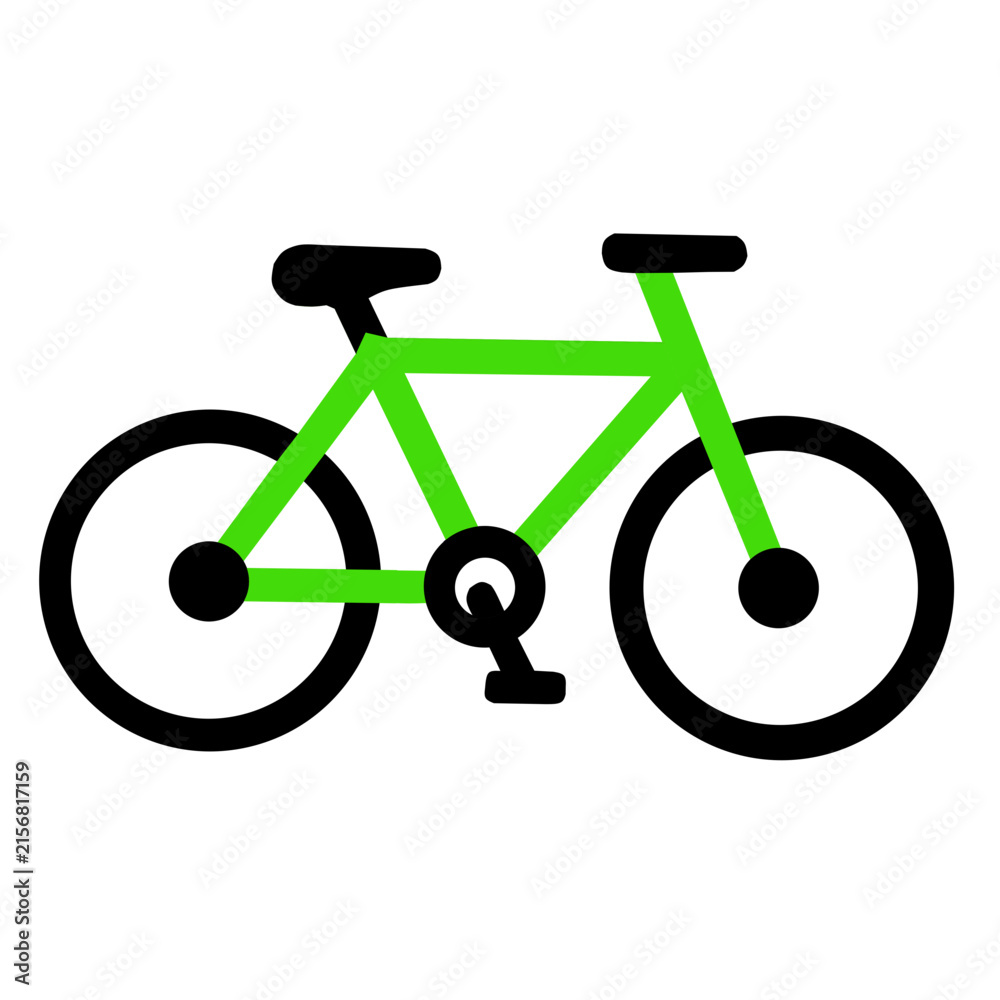 Fototapeta premium Green Bicycle – Minimalist Flat Vector Illustration