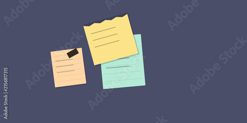 Three colorful sticky notes on dark background