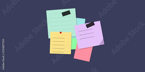Colorful sticky notes pinned on dark background