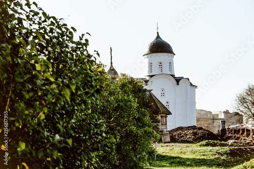 Принти на полотні Orthodox cathedral church kirk with golden domes and crosses, exterior outside