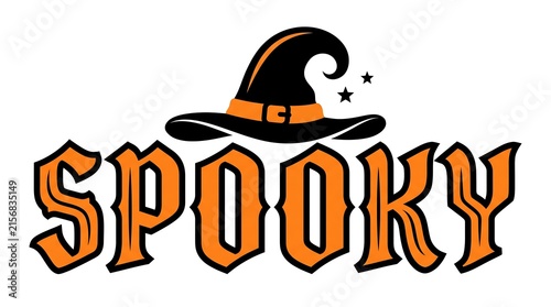 Foto A charming vintage halloween illustration depicts a classic black witch hat alon