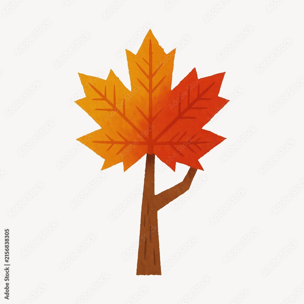 Fototapeta premium Vibrant autumn maple leaf illustration.