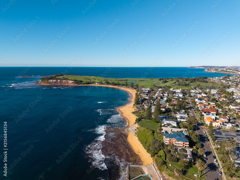 Fototapeta premium Aerial view of Collaroy Beach on a sunny day, Sydney, Australia.