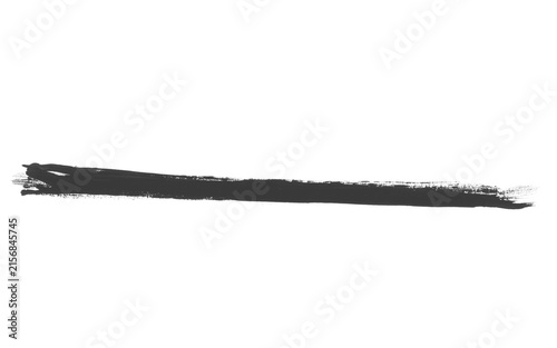 Fotografía Black ink brush stroke on white background, hand drawn paint line with dry textu