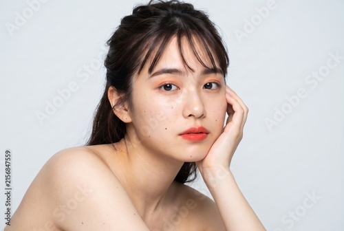 Portrait of Young Asian Woman with Natural Makeup