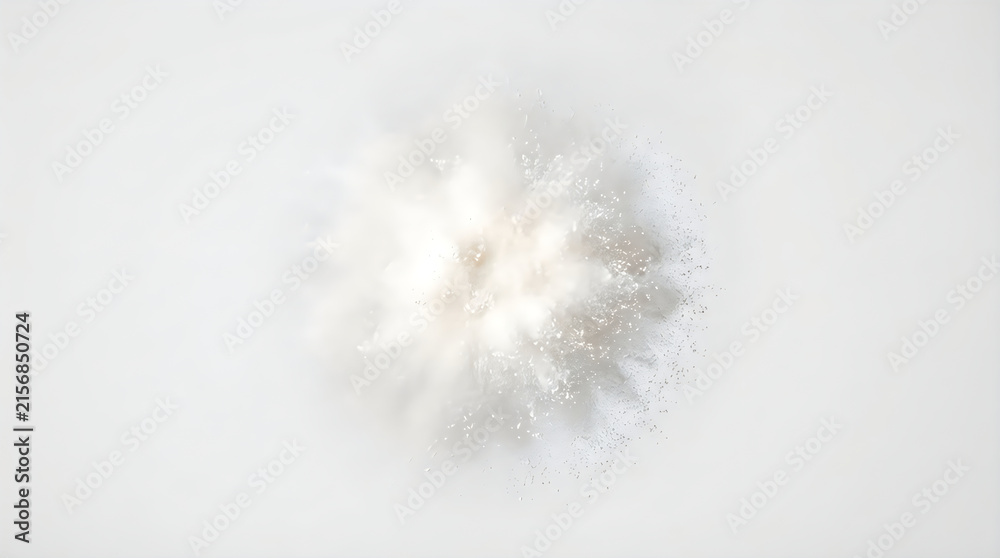 Naklejka premium White powder particles exploding and dispersing against a bright backdrop