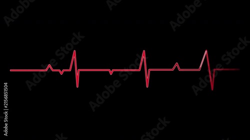 Heartbeat ECG Line Animation | Red Pulse Monitor Waveform on Black Background | Medical Motion Graphic