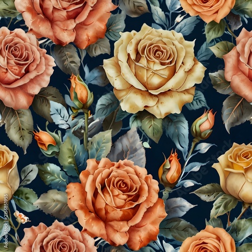Watercolor Rose Seamless Pattern