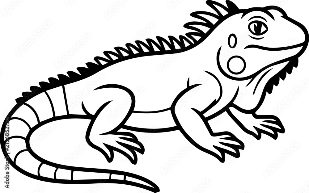 Obraz premium Iguana Lizard Line Art Vector Illustration