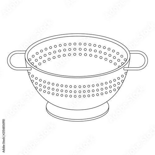 Colander Outline Icon Illustration on White Background