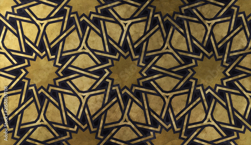 Bild auf Leinwand Islamic decorative pattern with golden artistic texture.
