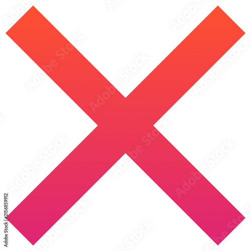 Gradient X letter icon, cross mark symbol isolated on white background