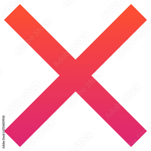 Gradient X letter icon, cross mark symbol isolated on white background