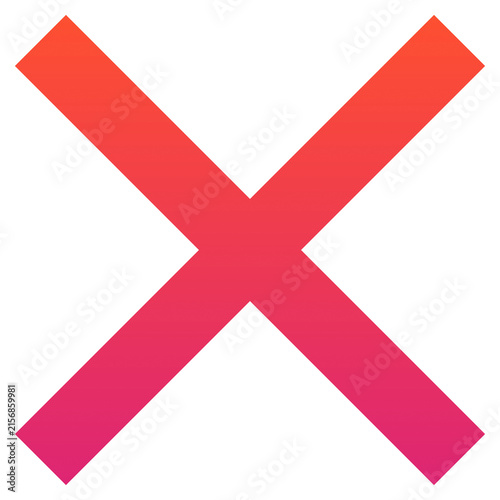Gradient X letter icon, cross mark symbol isolated on white background