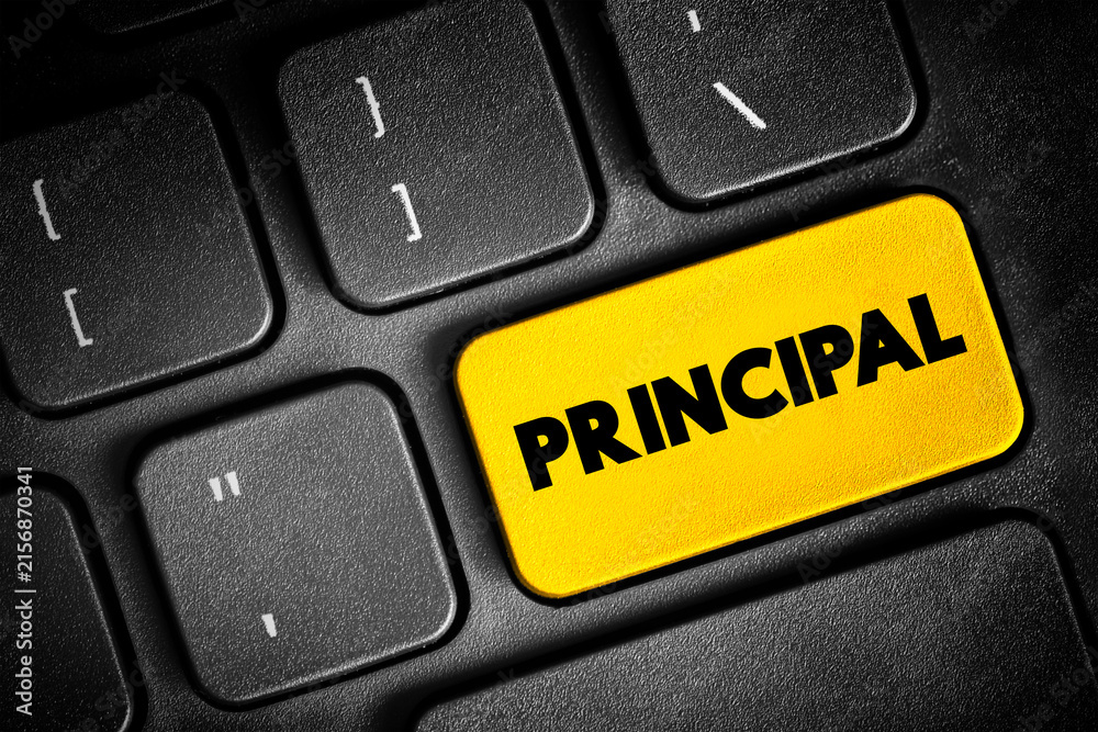 Fototapeta premium Principal - the most important or senior person in an organization or group, text button on keyboard, concept background