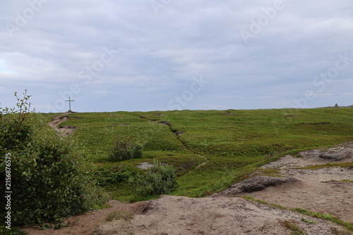 Canvas Print Arctic coastal sand dunes at Grense Jakobselv in northern Norway near the Russian border