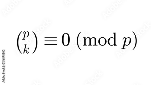 Foto Binomial Prime Congruence, Number Theory formula overlay, black transparent 4K