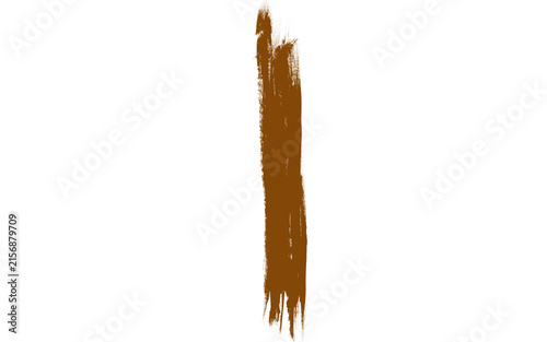 Bild auf Leinwand Brown paint stroke on white background, vertical acrylic brush mark, textured ea