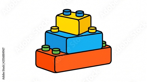 Colorful Toy Plastic Building Blocks Stacked Illustration
