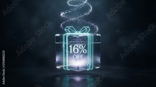 Glowing 3D crystal gift box with 16 percent discount for luxury retail sale promotion