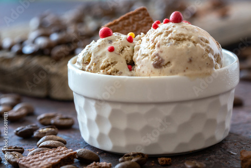 Coffee Ice Cream with Chocolate Crumble.