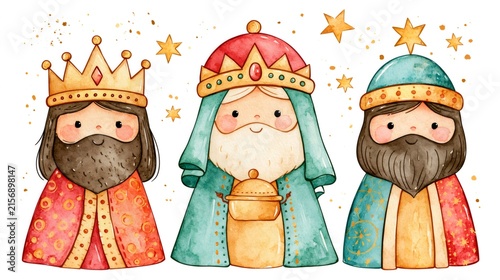 Three wise men bringing gifts for epiphany celebration