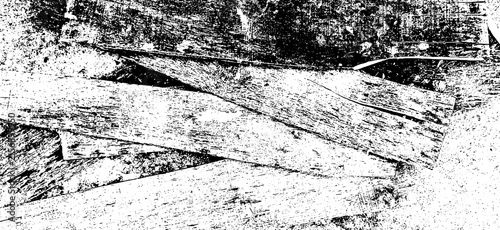 High Contrast Black and White Distressed Wooden Planks Grain Texture Background