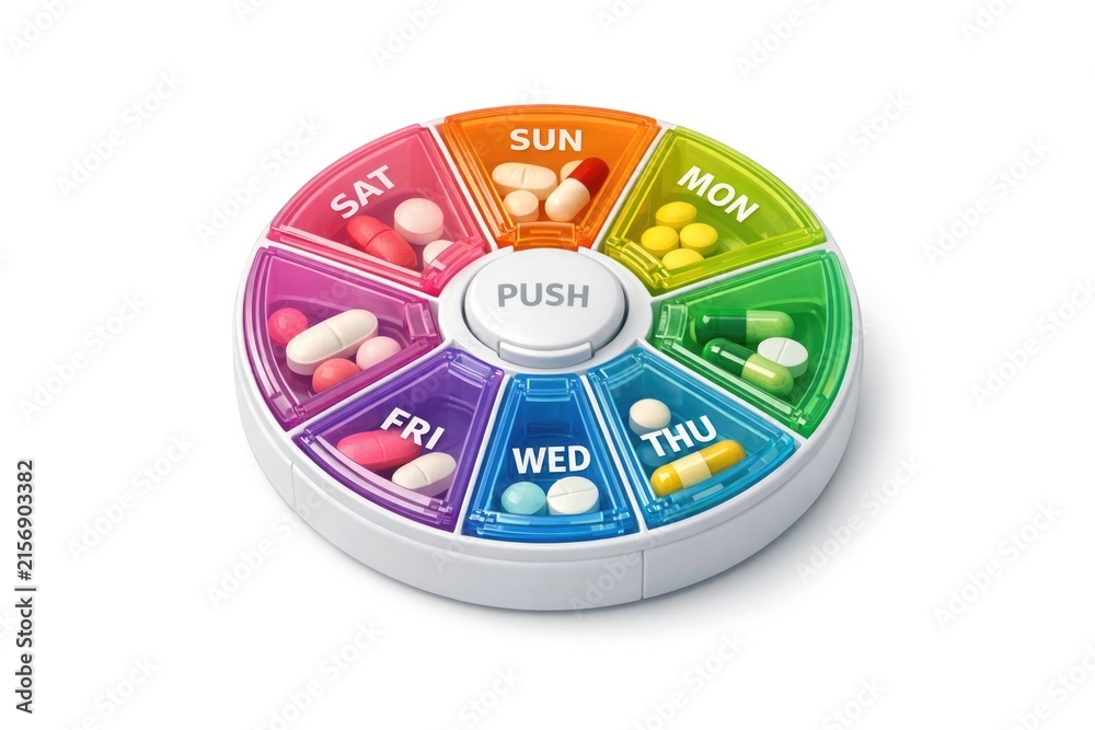 Obraz premium A wheel of pills on a white surface