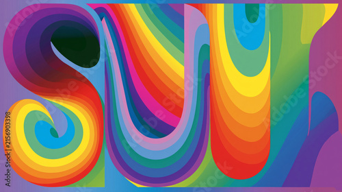 Vibrant retro psychedelic background inspired by 1970s posters, featuring warped graphic shapes, colorful gradients and a groovy vintage aesthetic.