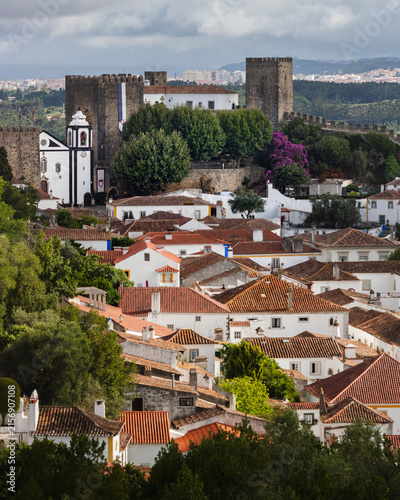 Historic fortified village with stone castle, Portugal
