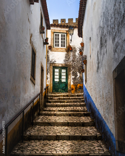 Stone steps leading to a traditional house in a historic village, Portugal
