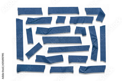 Blue Masking Painter's Tape Strips Set Isolated
