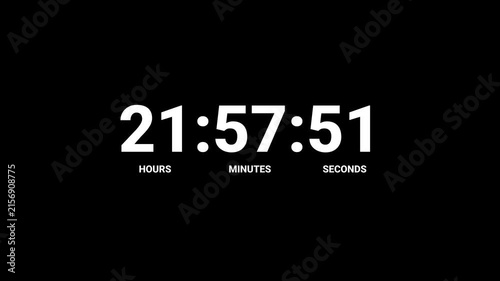24 hours countdown timer animation, one day countdown timer in 1 minute, 24 hours countdown animation in 60 sec on transparent background in 4k with alpha channel.