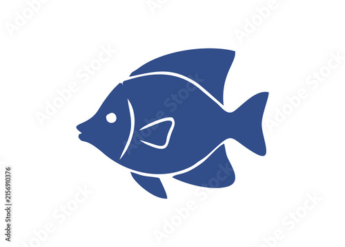 Minimalist Solid Tropical Fish Marine Animal Ocean Icon PNG
