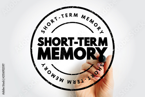 Obraz na plátně Short-term memory concept shown as a stamped badge with hand holding marker