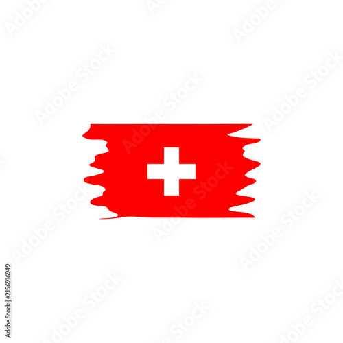 Switzerland flag concept with white cross on red brush stroke background