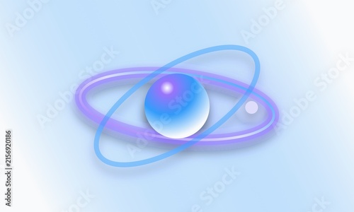 фотографія Futuristic 3D planet with glowing rings, abstract cosmic sphere in blue and purp