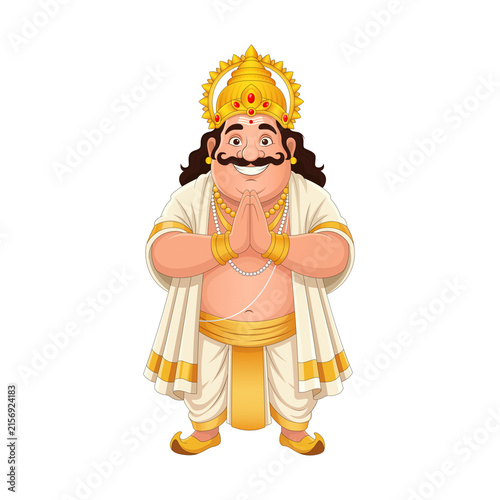 Fototapeta kuchenna Illustration of King Mahabali Welcoming with Namaste Hands for Kerala Onam Festival Celebration PNG Image