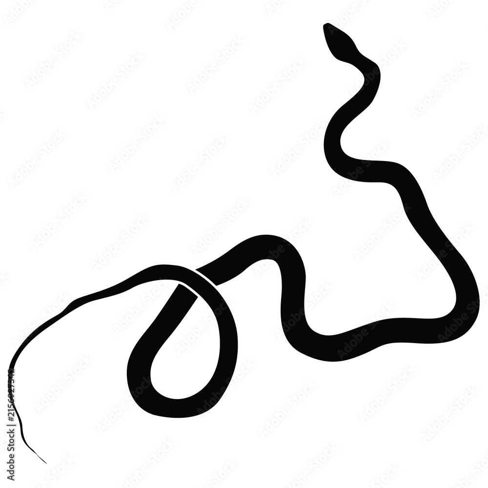Fototapeta premium black reptile silhouette crawling serpent icon aerial view graphic for logo and tattoo design